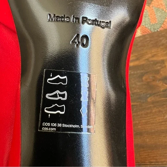 COS Crisscross Strap Premium Nappa Leather Pointed Flats Red EU40 US9 - Picture 17 of 17